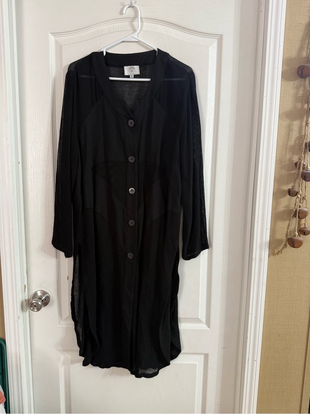 MZM Women’s Black Long Button Up Swimsuit Cover Up Sz M. MY-45